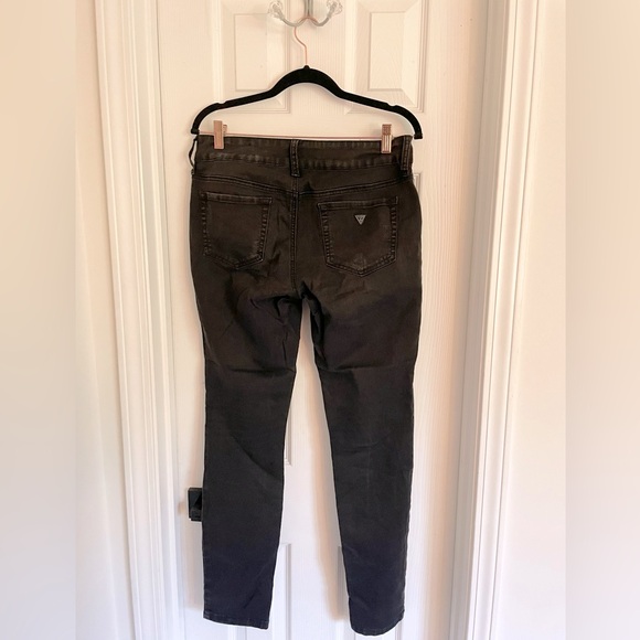 Guess ashy black denim, stretchy, size 30. Distressed denim worn only 3 times. - Picture 2 of 3